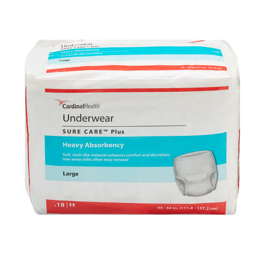 Unisex Adult Absorbent Underwear Sure Care™ Plus Pull On with Tear Away Seams Large Disposable Heavy Absorbency - 1615A