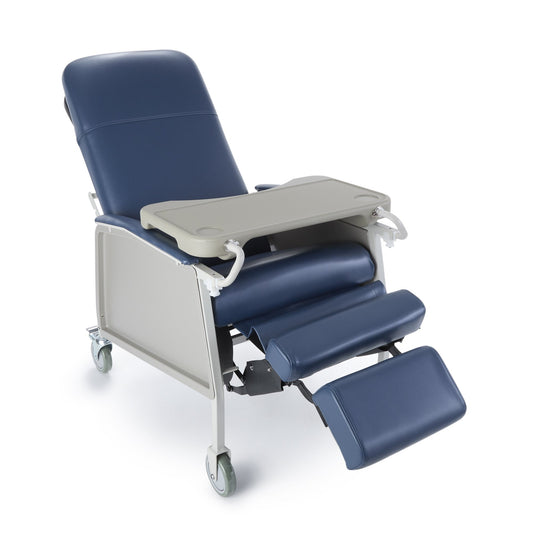 3-Position Recliner McKesson Blue Vinyl 2 Locking Casters - 146-D574-BR