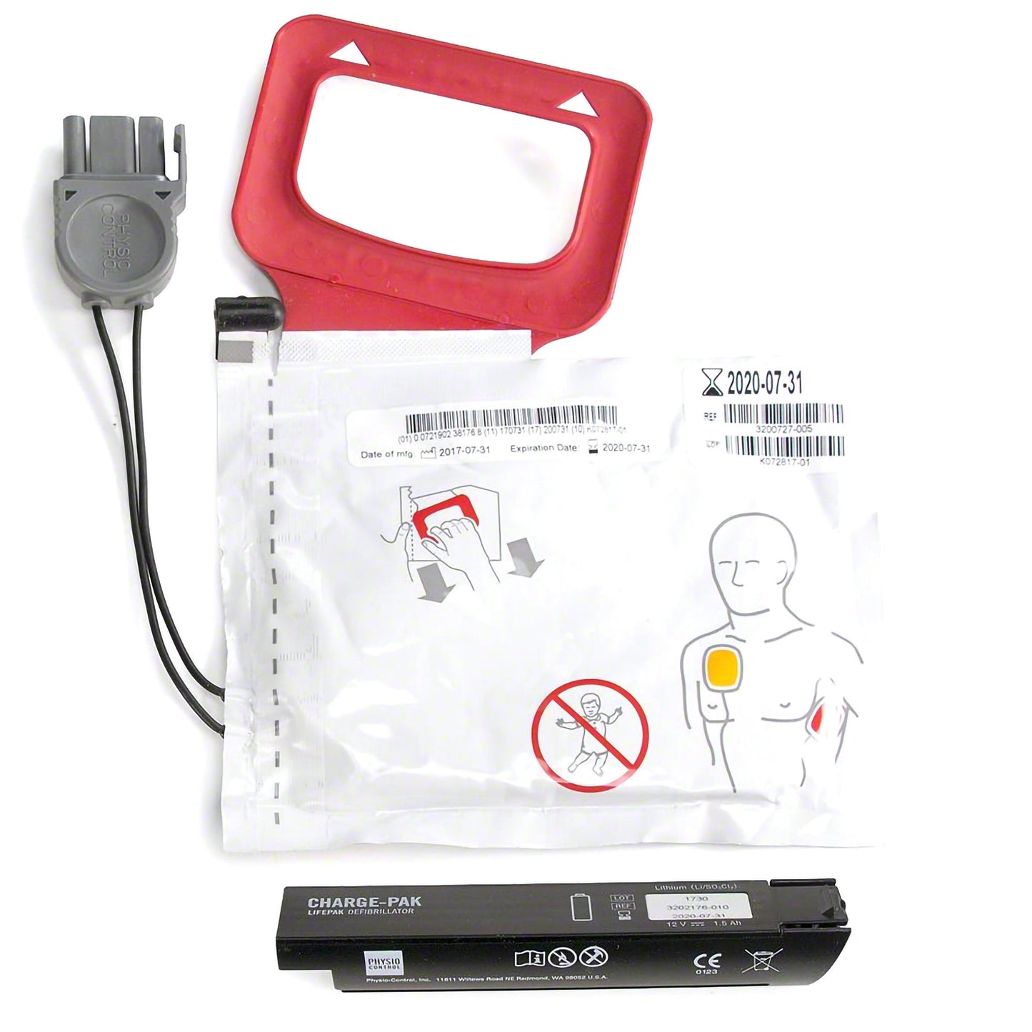 Replacement Kit LIFEPAK CR® Plus Includes 1 set of electrode pads, 1 CHARGE-PAK charging unit and discharger CHARGE-PAK™ charging unit and QUIK-PAK pa