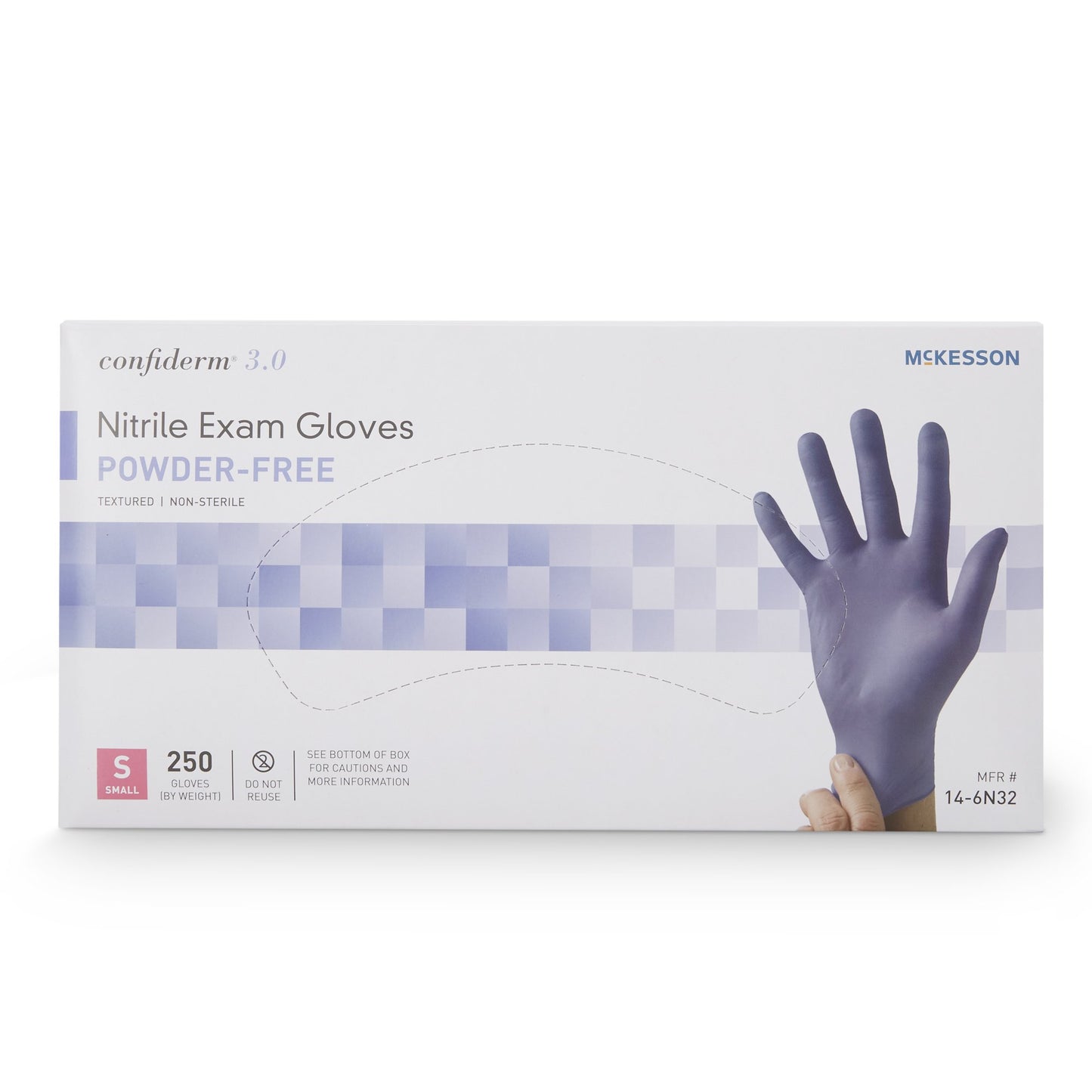 McKesson Confiderm® 3.0 Nitrile Exam Glove, Small, Blue 14-6N32