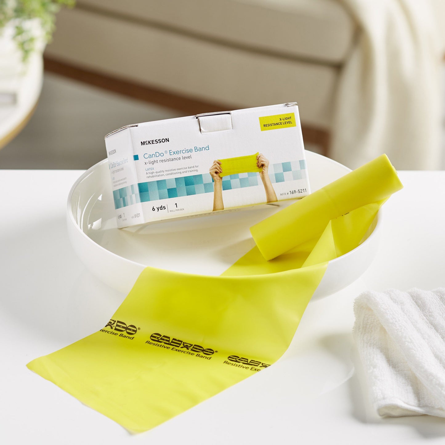 McKesson Exercise Resistance Band, Yellow, 5" x 6 Yard, Extra-Light Resistance 169-5211