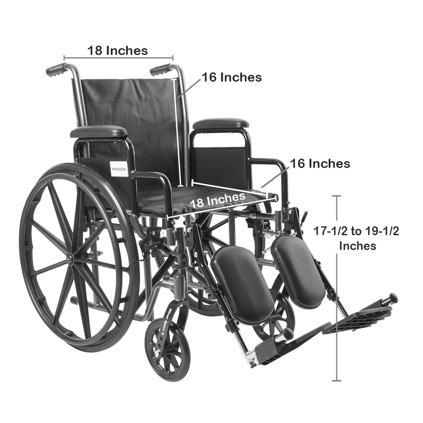 McKesson Wheelchair, 18 Inch Seat Width 146-SSP218DDA-ELR