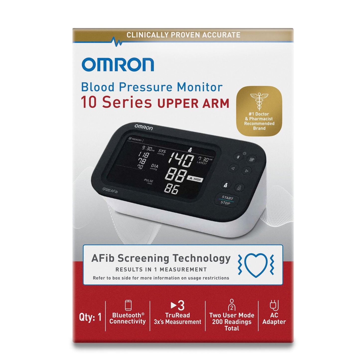 Digital Blood Pressure Monitor Omron 10 Series® Adult Cuff Nylon Cuff 9 to 17 Inch Desk Model BP7465