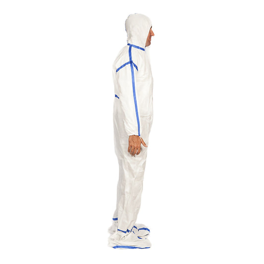 Cleanroom Coverall with Hood and Boot Covers X-Large White Disposable Sterile TCBACV54ST-XL