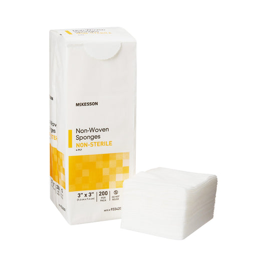 Nonwoven Sponge McKesson 3 X 3 Inch 4-Ply NonSterile 200 per Pack - 93342000