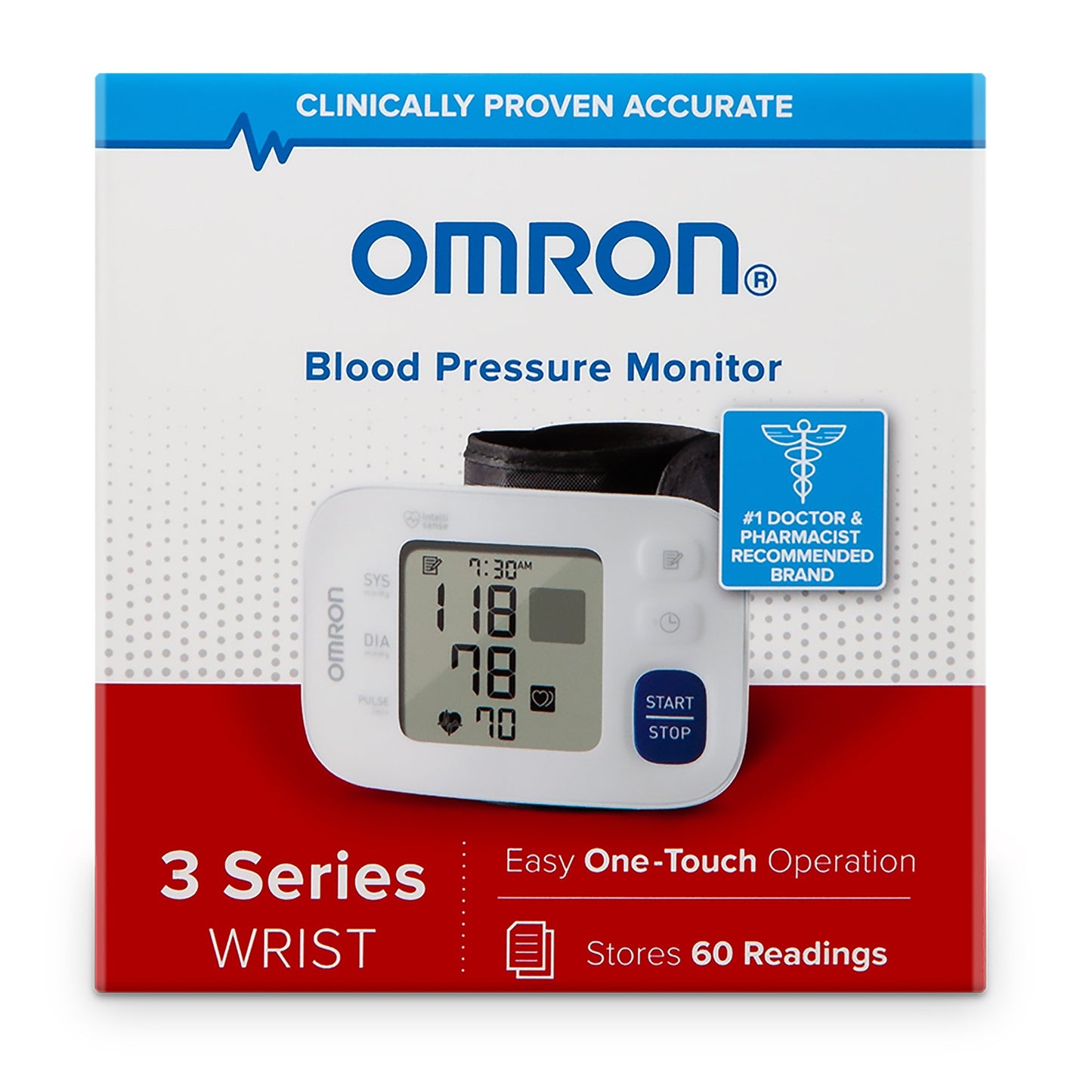 Omron® 3 Digital Blood Pressure Wrist Unit, Automatic Inflation, Large Cuff BP6100