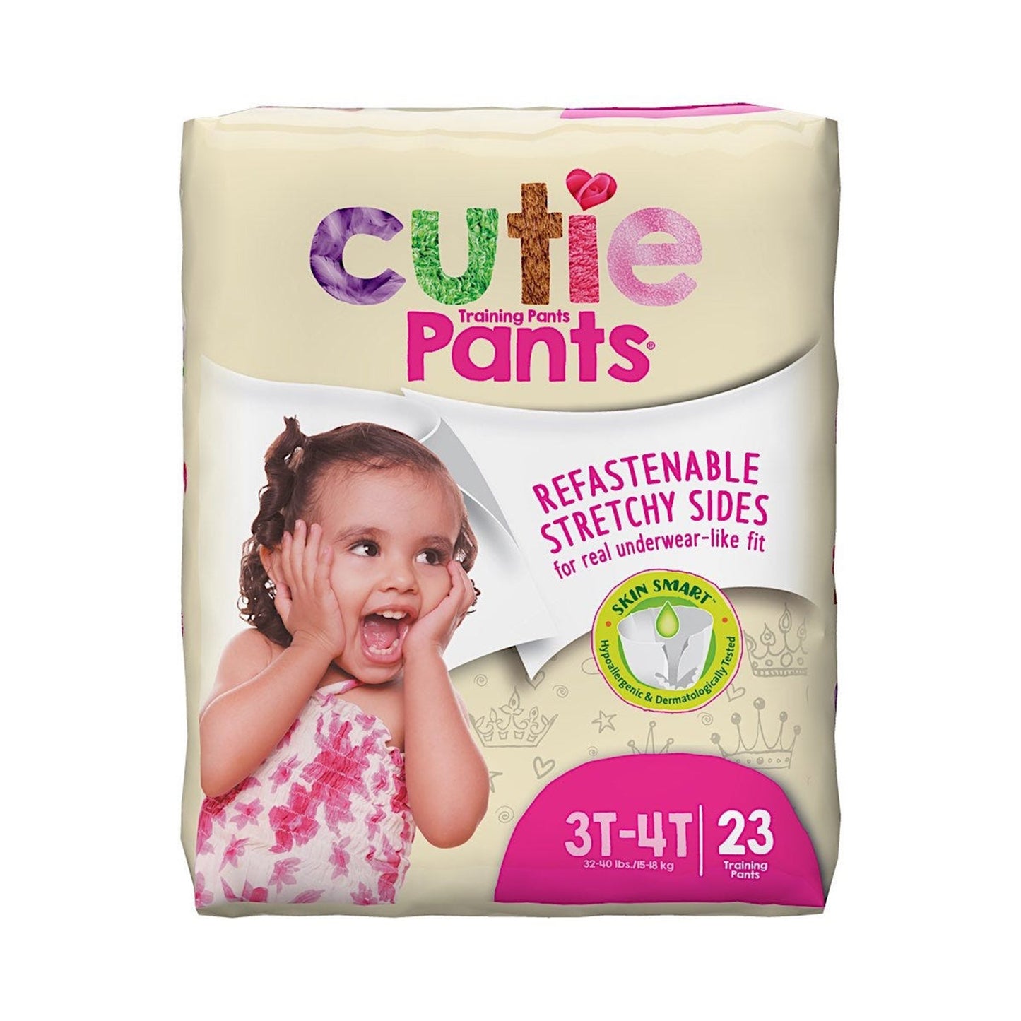 Cutie Pants® Toddler Training Pants, Pink Princess Print, 3T – 4T, 32 – 40 lbs. CR8008