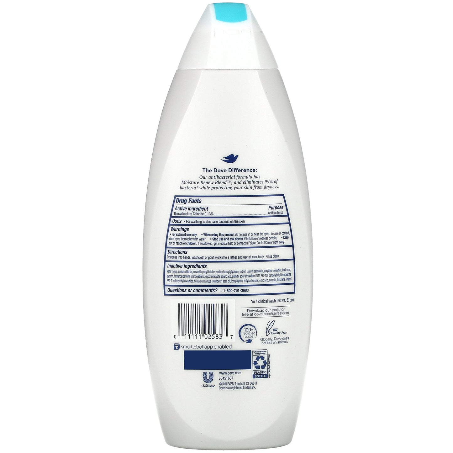 Antibacterial Body Wash Dove® Care and Protect Liquid 22 oz. Bottle Scented 01111102583