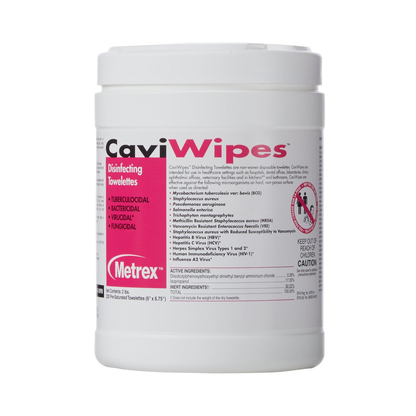 Metrex CaviWipes Surface Disinfectant Alcohol-Based Wipes, 6 x 6.75 Inch 10-1090
