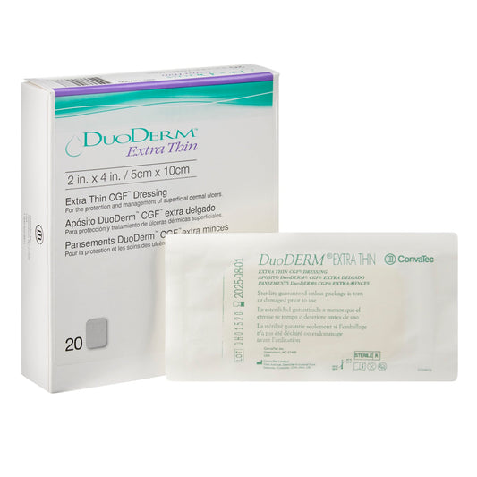Thin Hydrocolloid Dressing DuoDERM® Extra Thin CGF® Film Backing 2 X 4 Inch Rectangle Hydrocolloid / Film - 187900