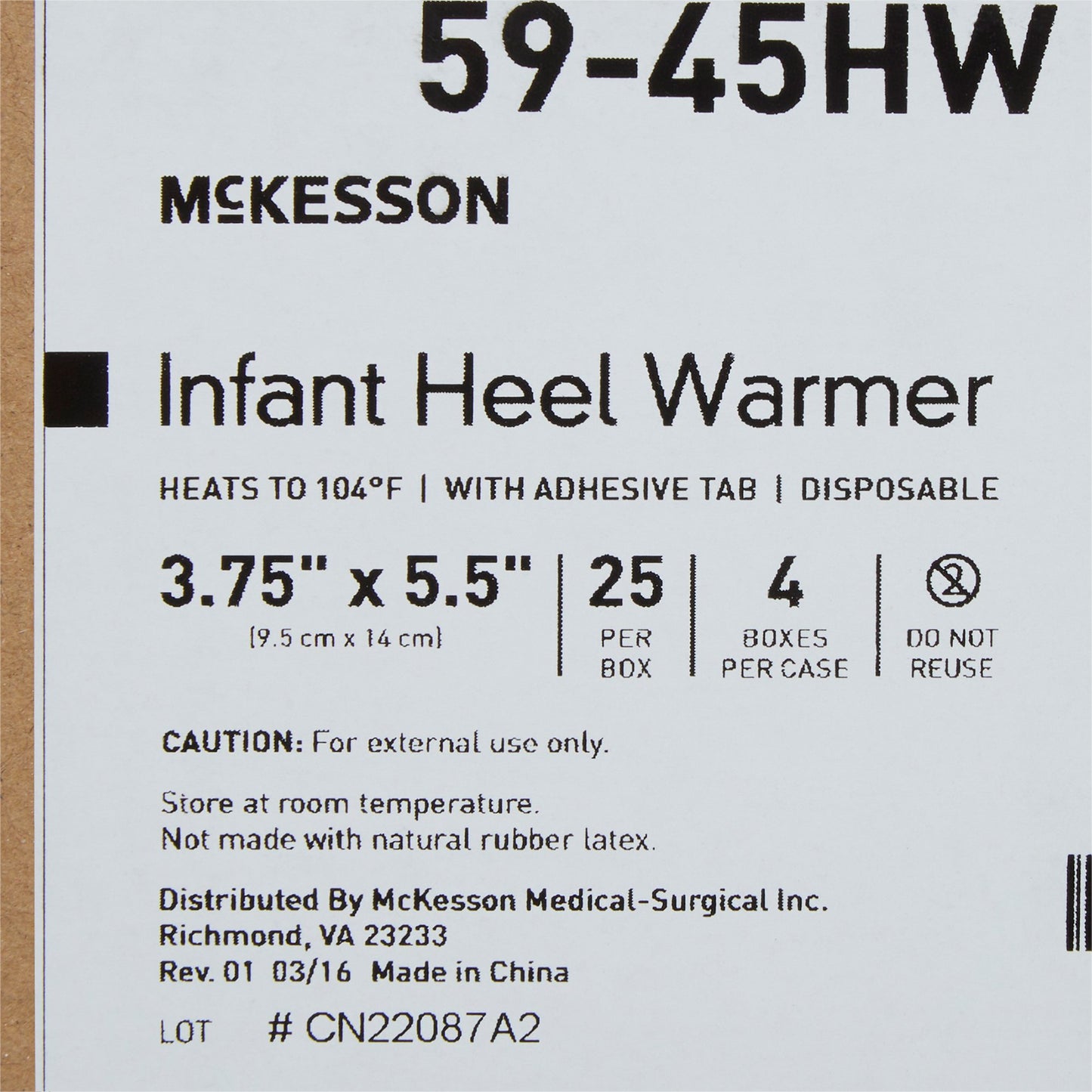 McKesson Infant Heel Warmer, 3¾ x 5½ Inch 59-45HW