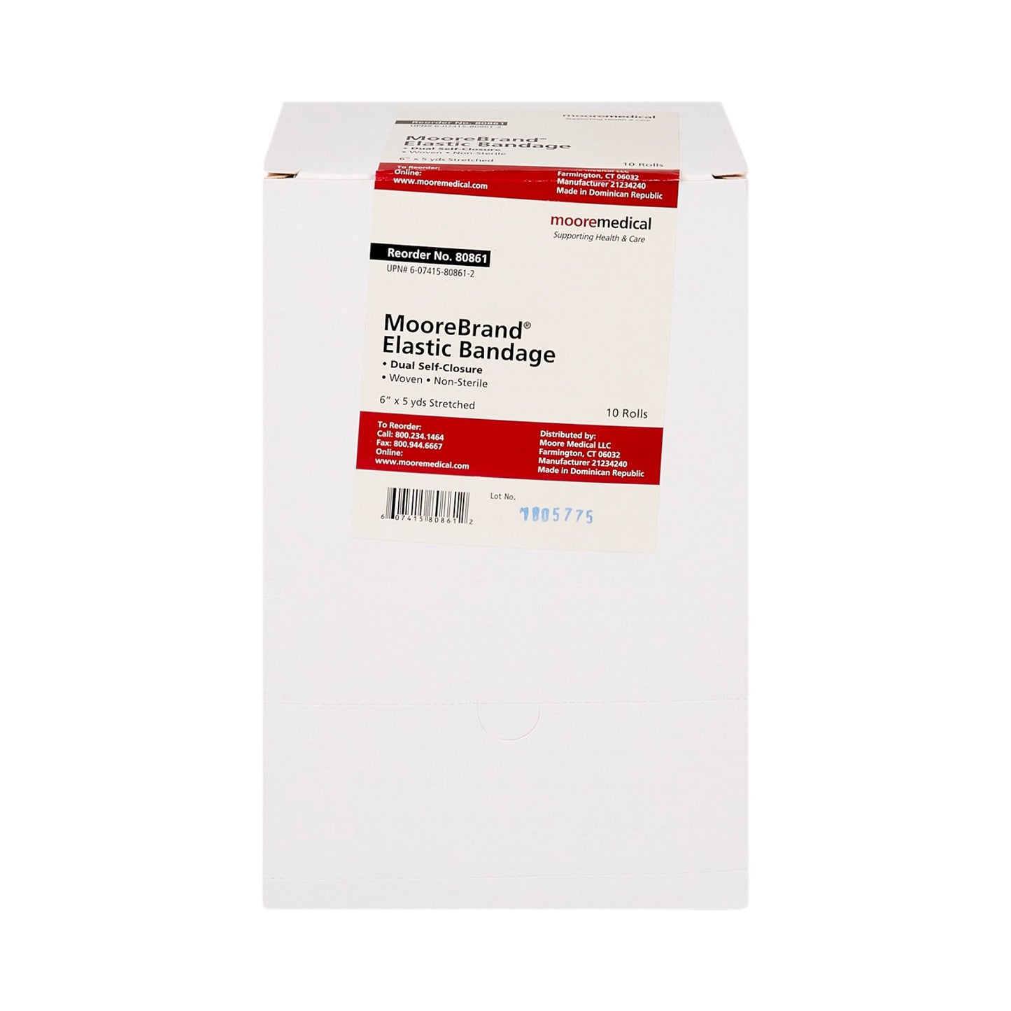 McKesson Brand MooreBrand Double Hook and Loop Closure Elastic Bandage, 6 Inch x 4-1/2 Yard 80861, Box of 10