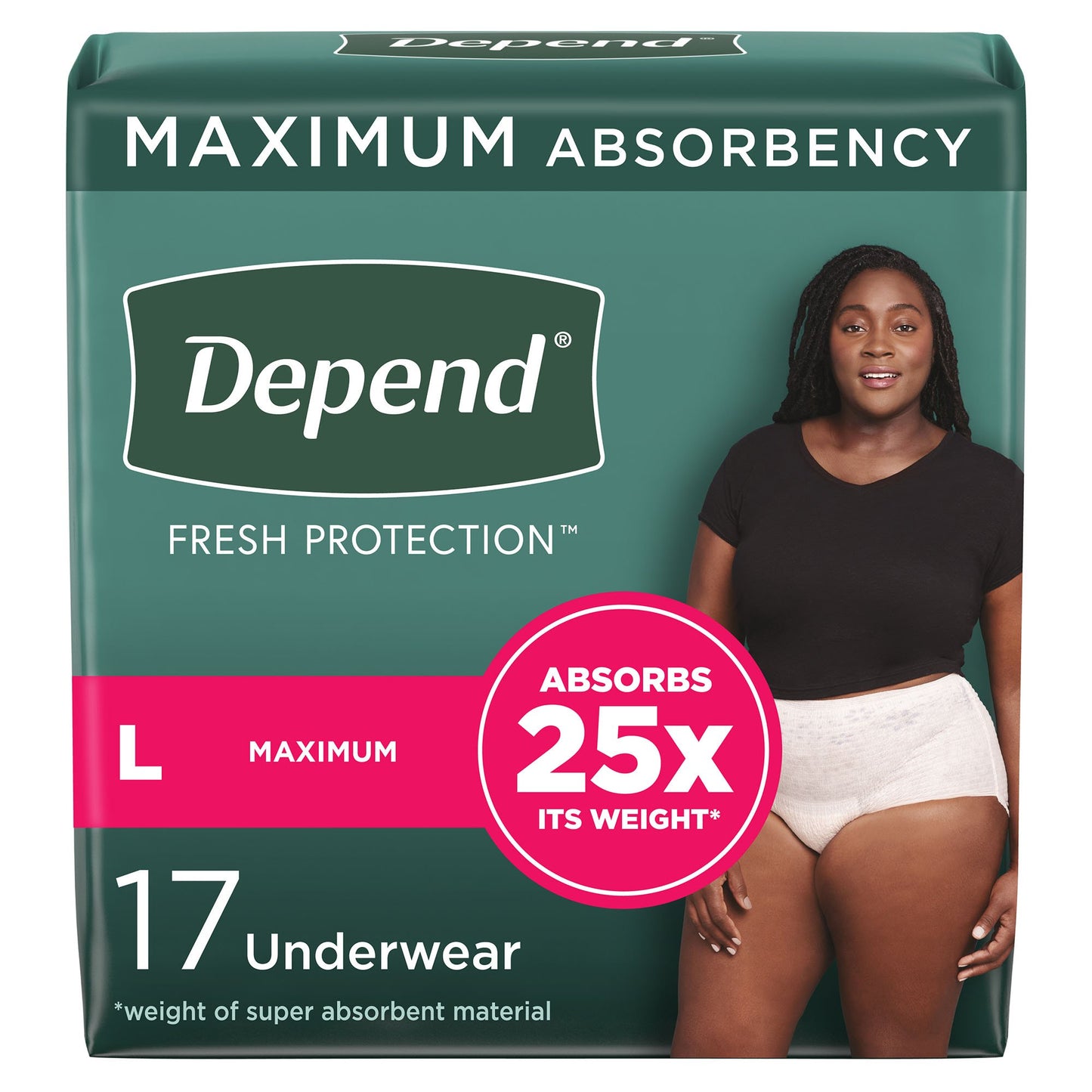 Depend® Fresh Protection™ Women's Maximum Absorbency Underwear, Large 48124