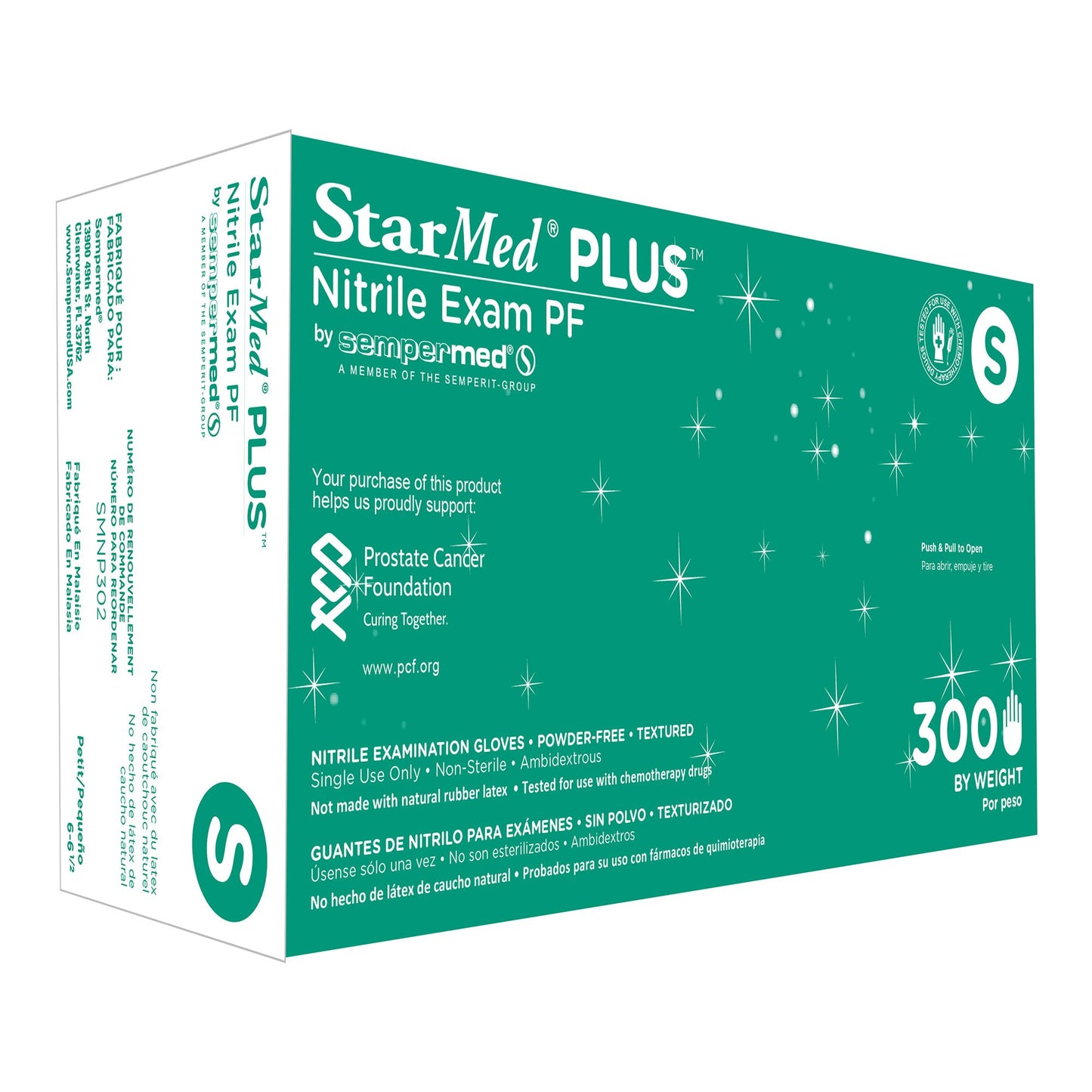 Exam Glove StarMed® Plus™ Small NonSterile Nitrile Standard Cuff Length Textured Fingertips Blue Chemo Tested / Fentanyl Tested - SMNP302