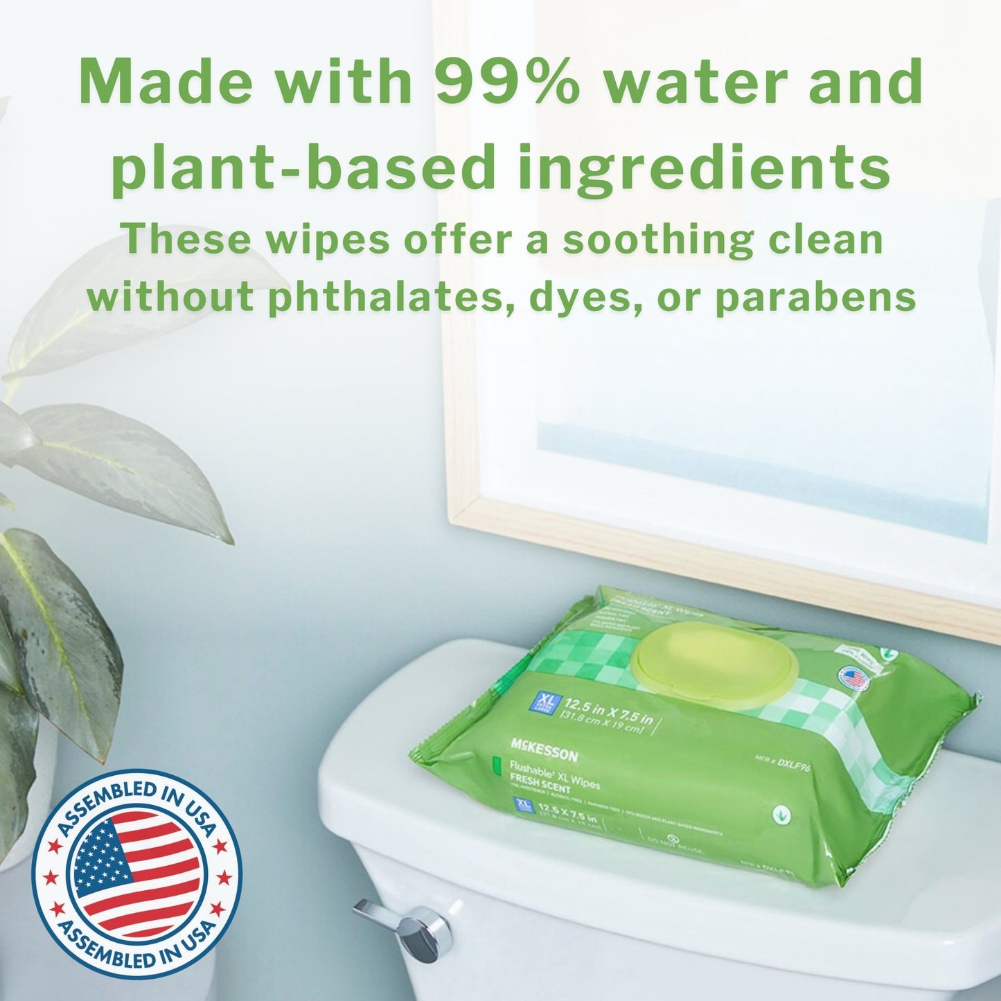 McKesson Flushable* Wet Wipes XL - Scented, 96 Wet Wipes per Pack DXLF96