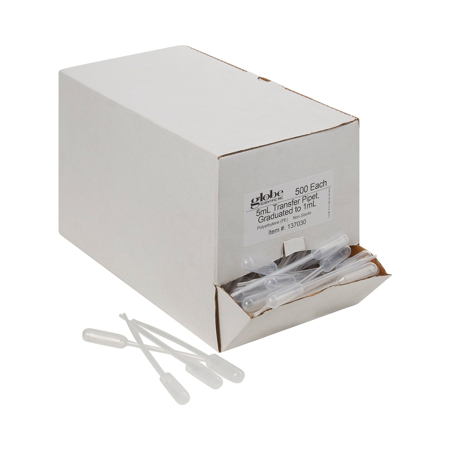 Globe Scientific Transfer Pipette, 5 mL, 3.4 mL Draw Volume 137030