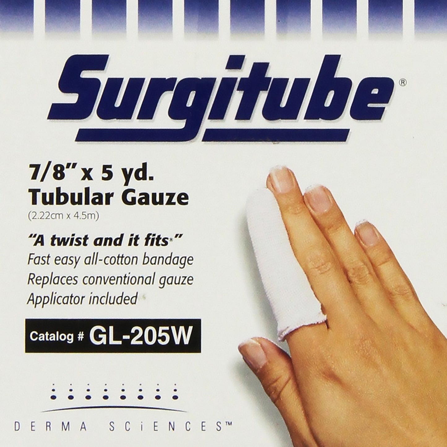 Tubular Retainer Dressing Surgitube® Cotton 7/8 Inch X 5 Yard Size 2 White Large Finger / Toe NonSterile - GL205W