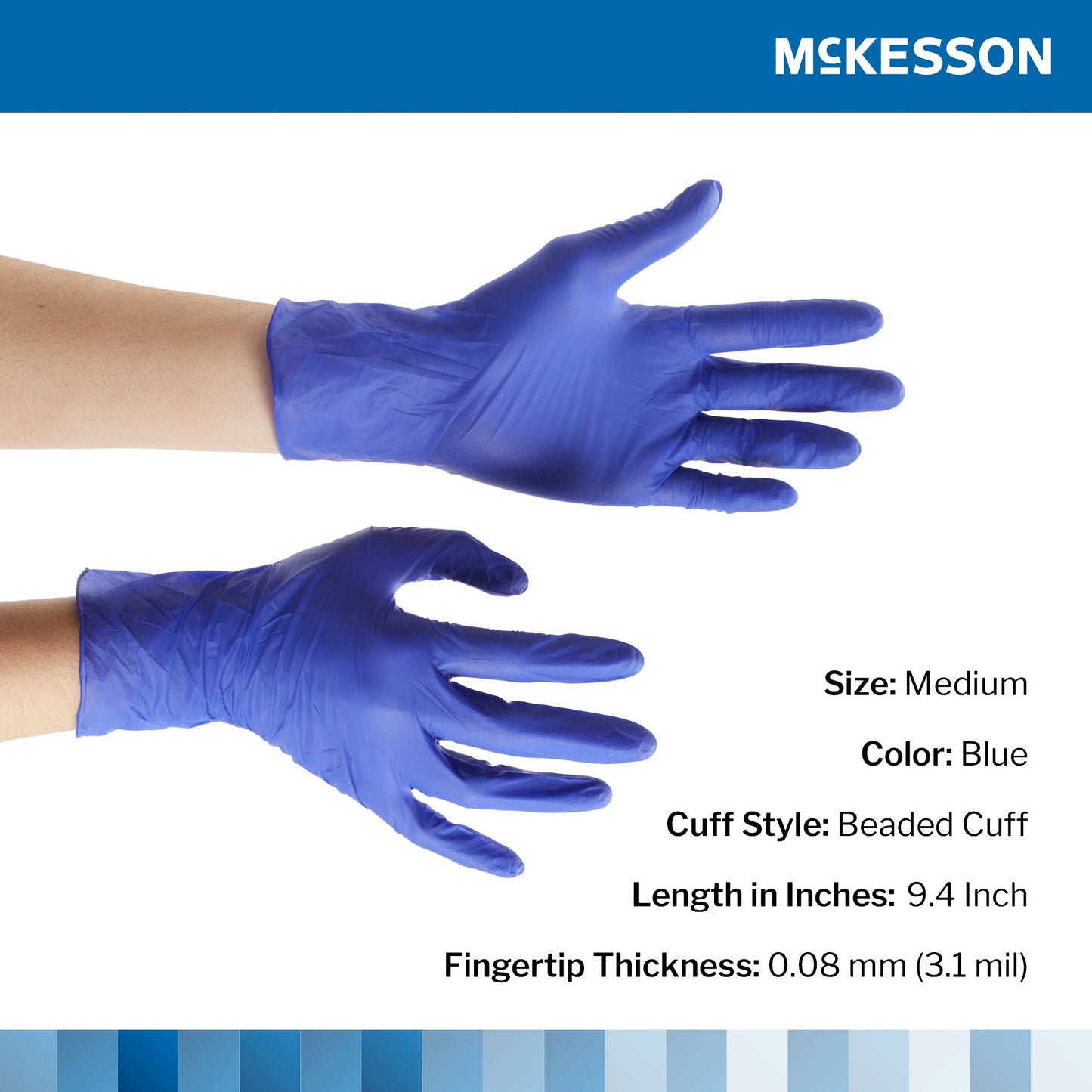 McKesson Confiderm® 3.0 Nitrile Exam Glove, Medium, Blue 14-6N34EC