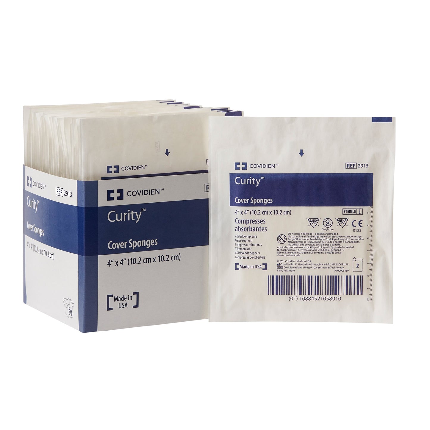 Cellulose Filled Nonwoven Sponge Curity™ 4 X 4 Inch 4-Ply Sterile 2 per Pack - 2913