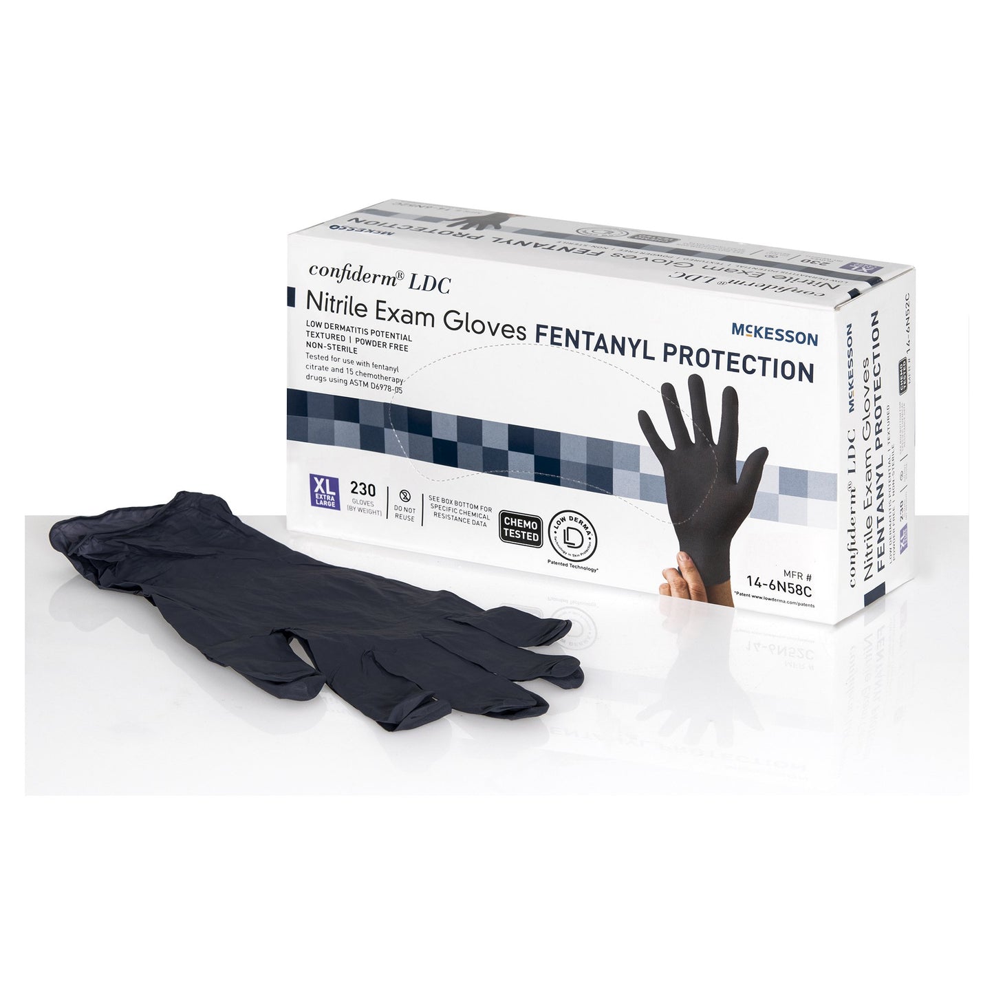 McKesson Confiderm® LDC Nitrile Exam Glove, Extra Large, Black 14-6N58C