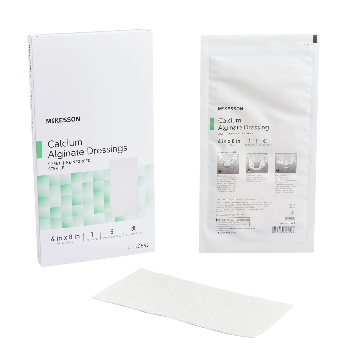McKesson Alginate Dressing, 4 x 8 inch 3563
