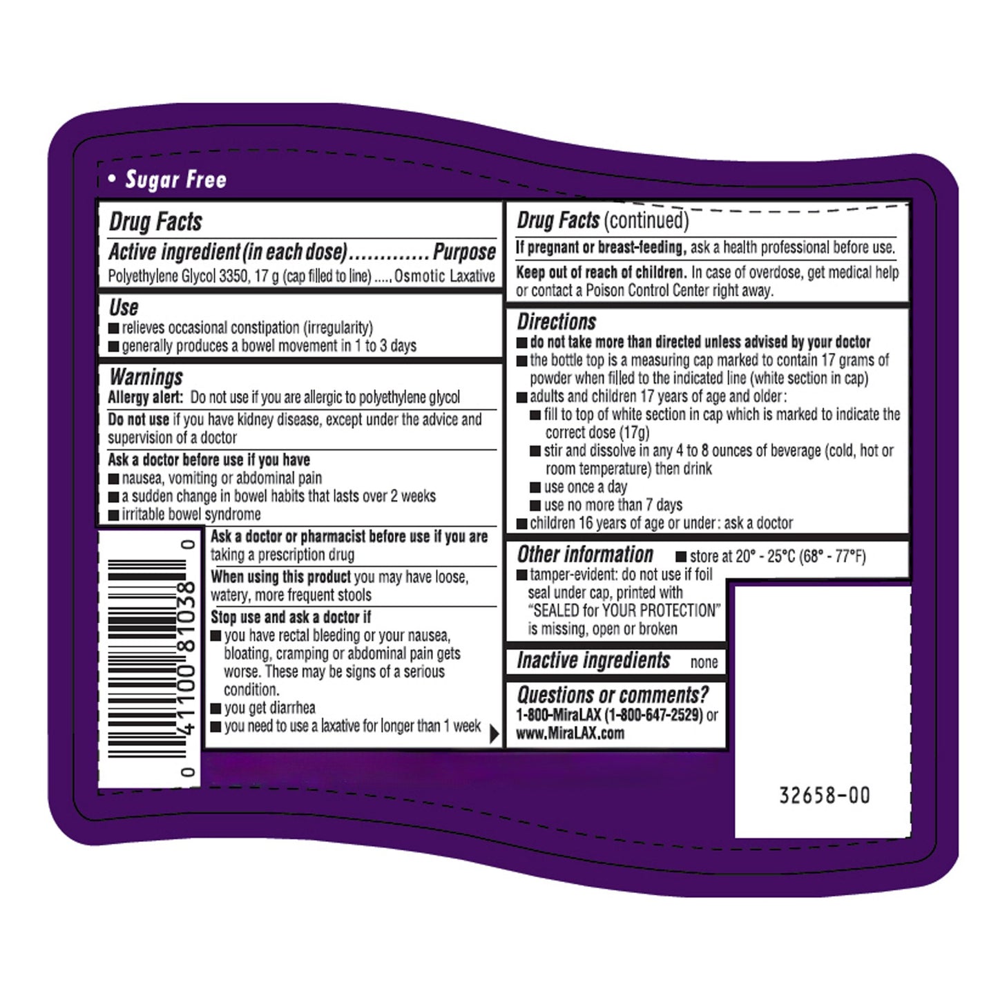 MiraLAX® Polyethylene Glycol 3350 Laxative 11523723404