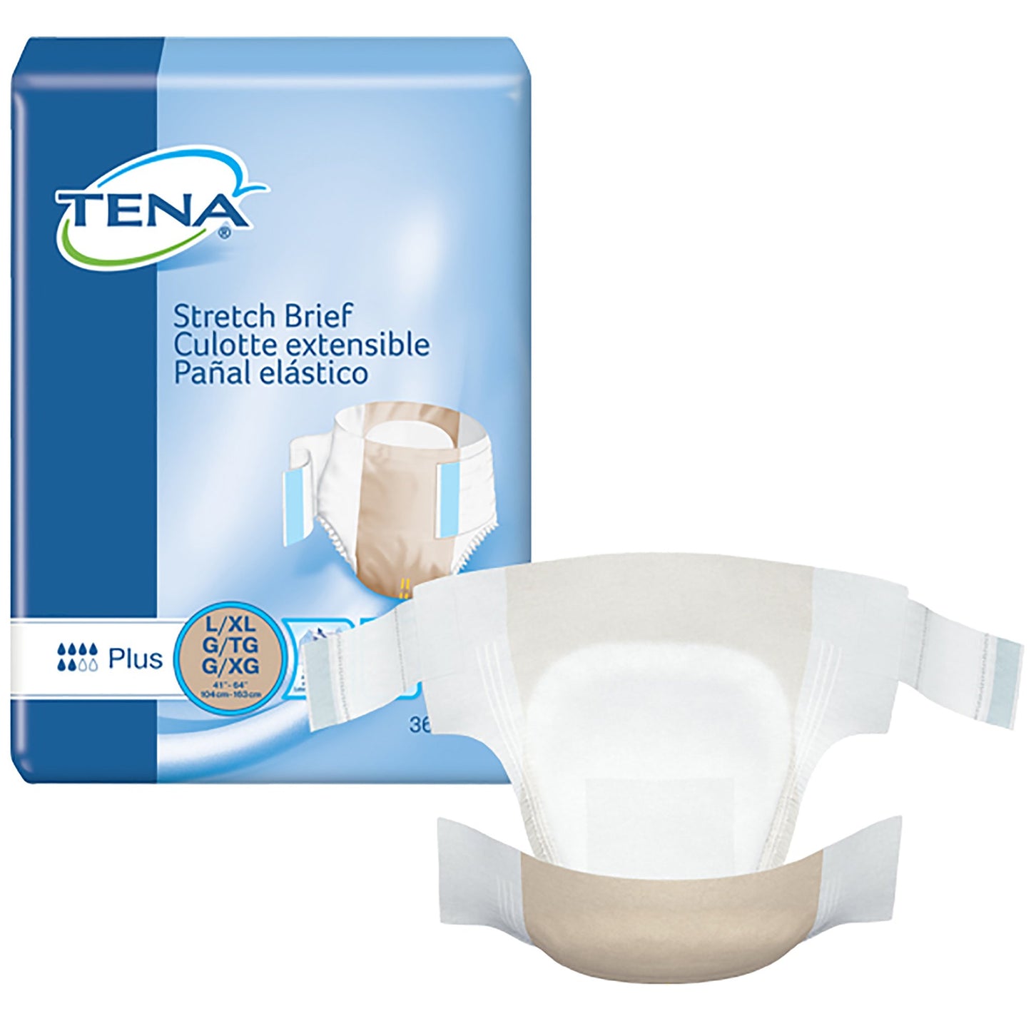 Unisex Adult Incontinence Brief TENA® Stretch™ Plus Large / X-Large Disposable Moderate Absorbency - 67603