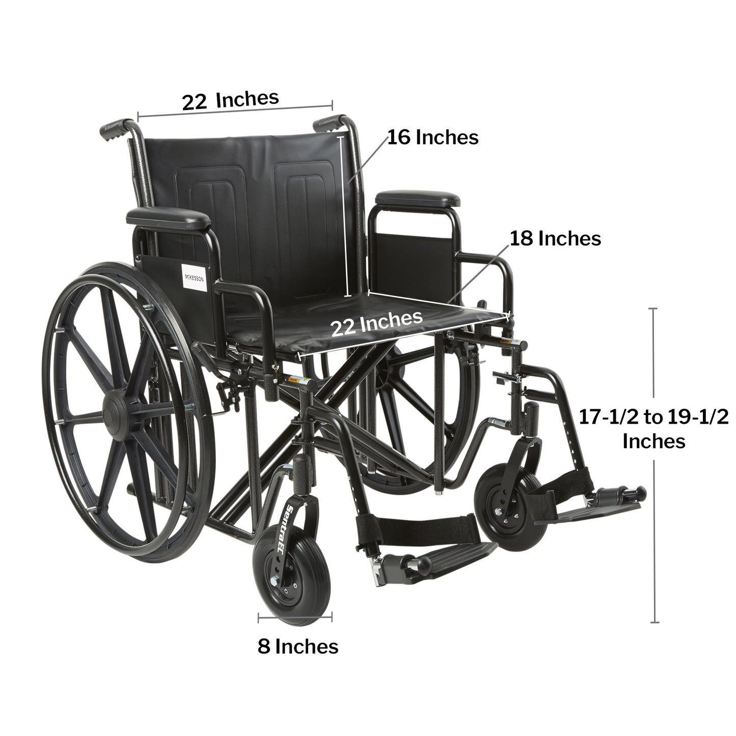 McKesson Bariatric Wheelchair, 22 Inch Seat Width 146-STD22ECDDA-SF