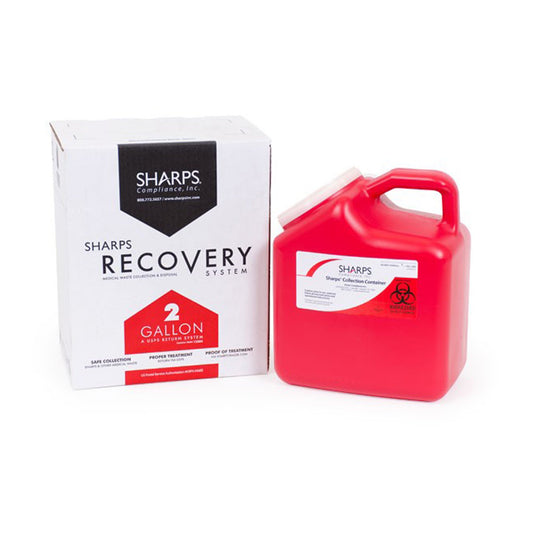 Mailback Sharps Container The Sharps Disposal By Mail System® PRO-TEC® Red Base 11 H X 6 W X 9 L Inch Vertical Entry 2 Gallon - 12000-012