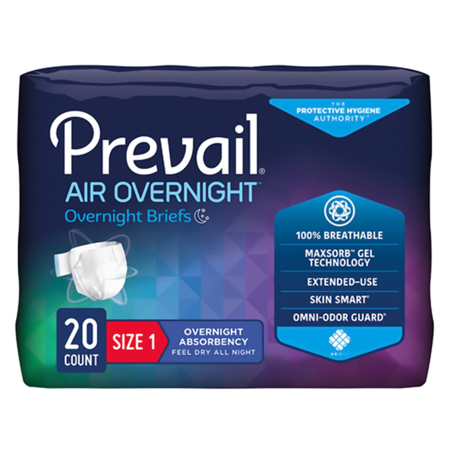Prevail Air™ Overnight Briefs Overnight Absorbency, Size 1 NGX-012/1