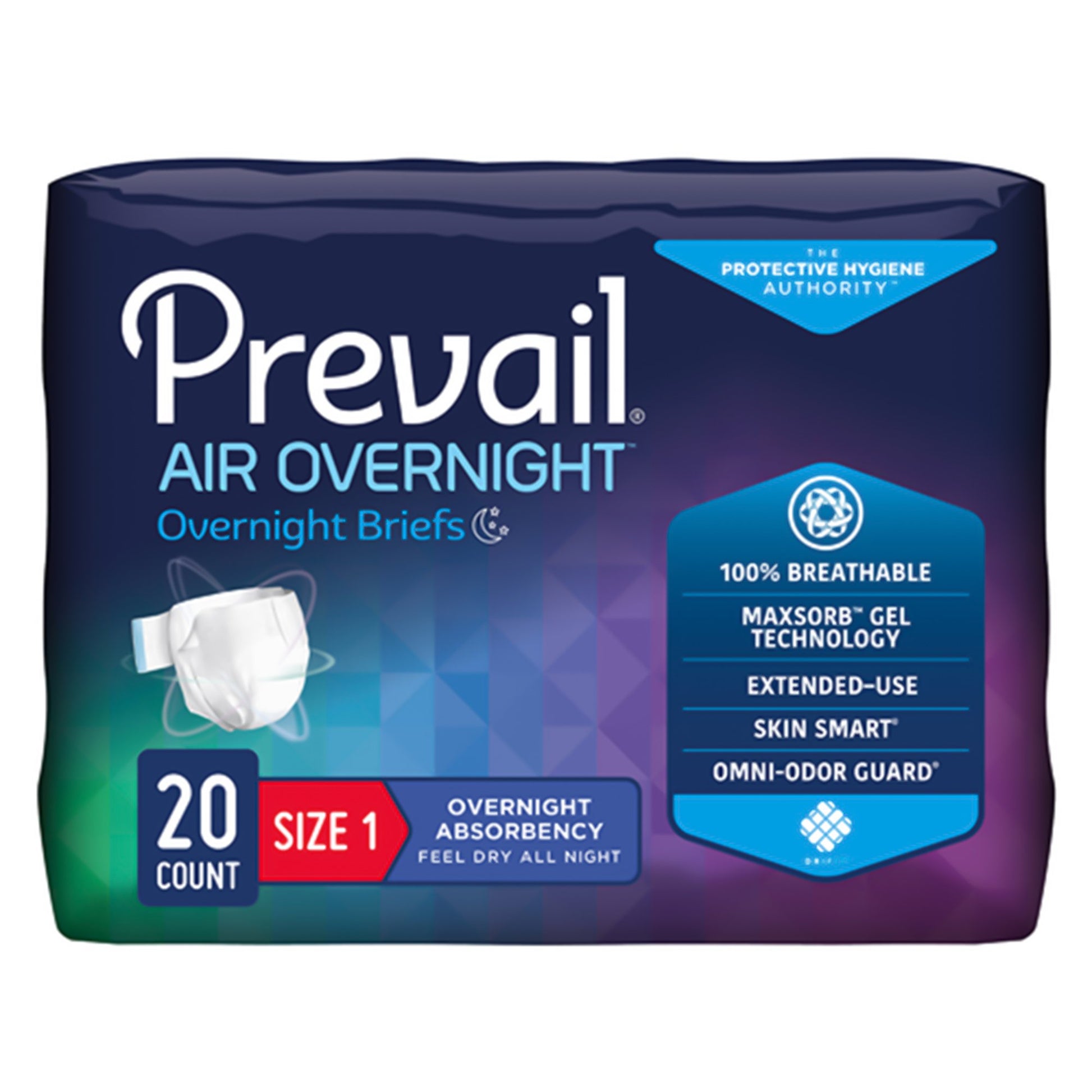 Prevail Air™ Overnight Briefs Overnight Absorbency, Size 1 | NGX-012/1 Medsitis.com_Medsitis_Medical_Supply_1