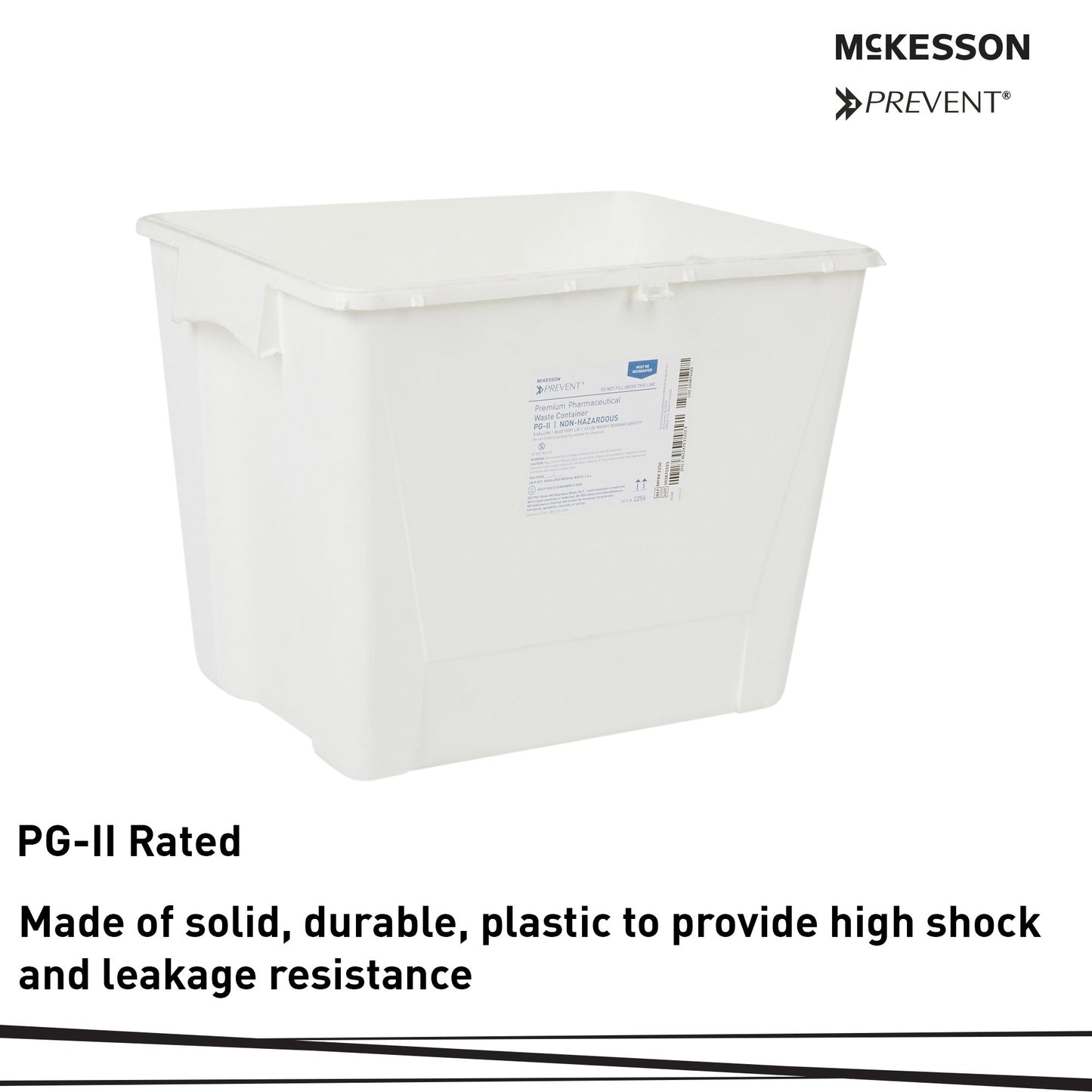 McKesson Prevent® Pharmaceutical Waste Container, 8 Gal., 13.5 x 17.3 x 13 inch 2256