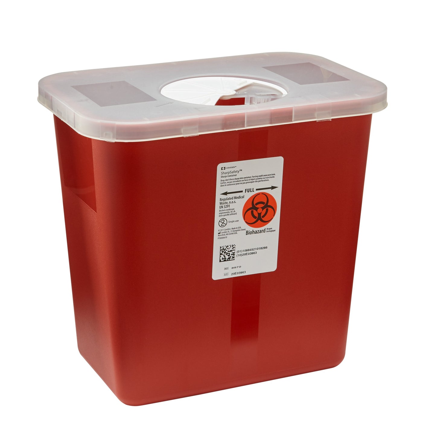 SharpSafety™ Multi-purpose Sharps Container, 2 Gallon, 10 x 7¼ x 10½ Inch 8970