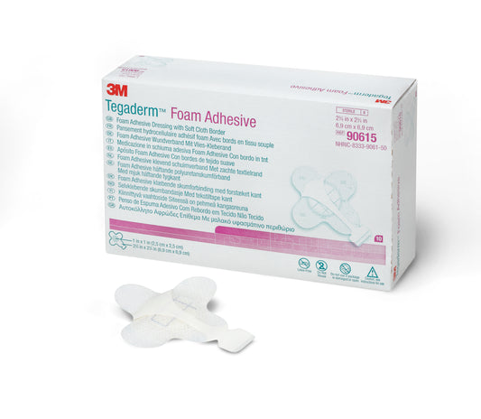3M™ Tegaderm™ High Performance Adhesive with Border Foam Dressing, 2¾ x 2¾ Inch 90615