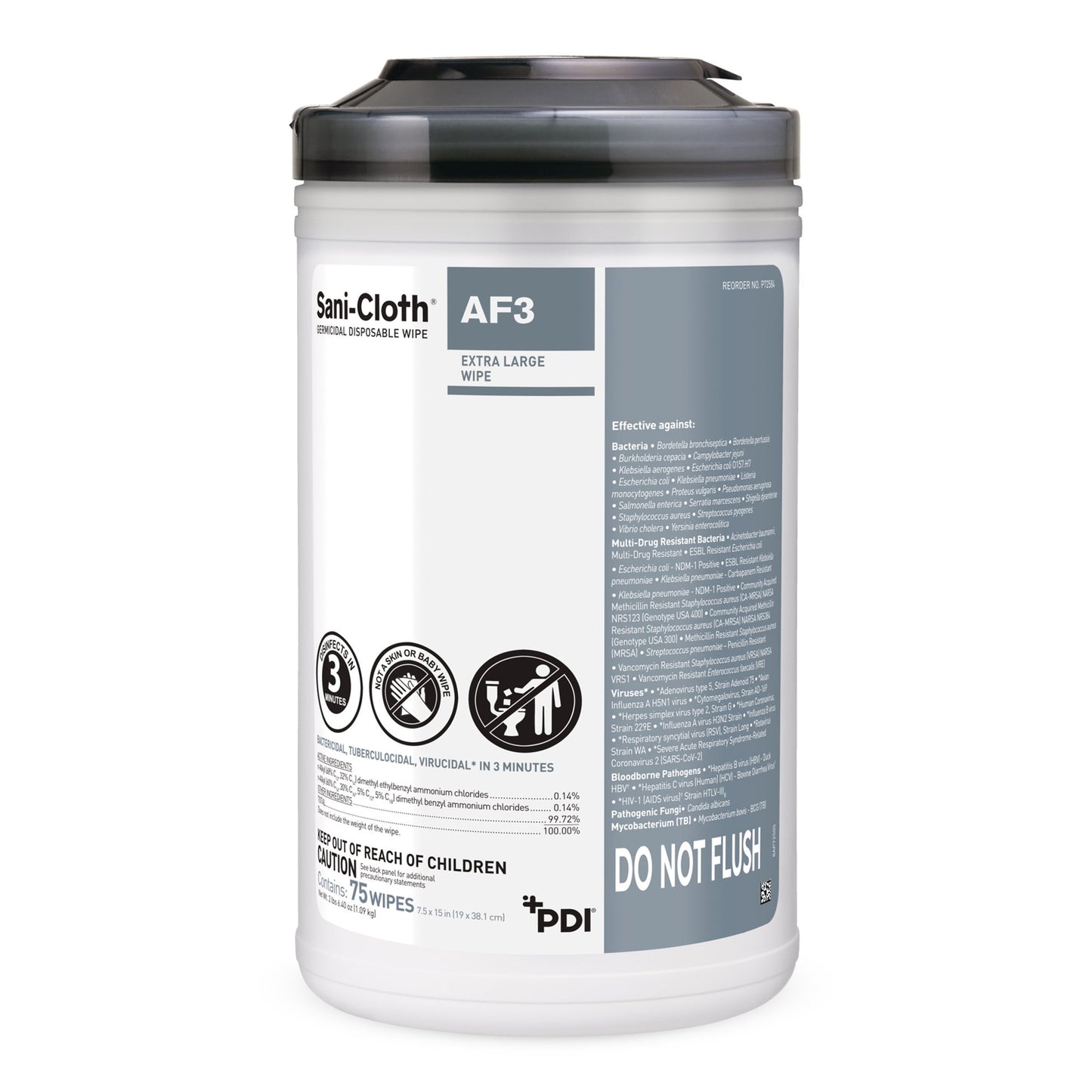 Sani-Cloth® AF3 Germicidal Extra Large Disinfectant Wipes, Canister, 75 ct. P72584