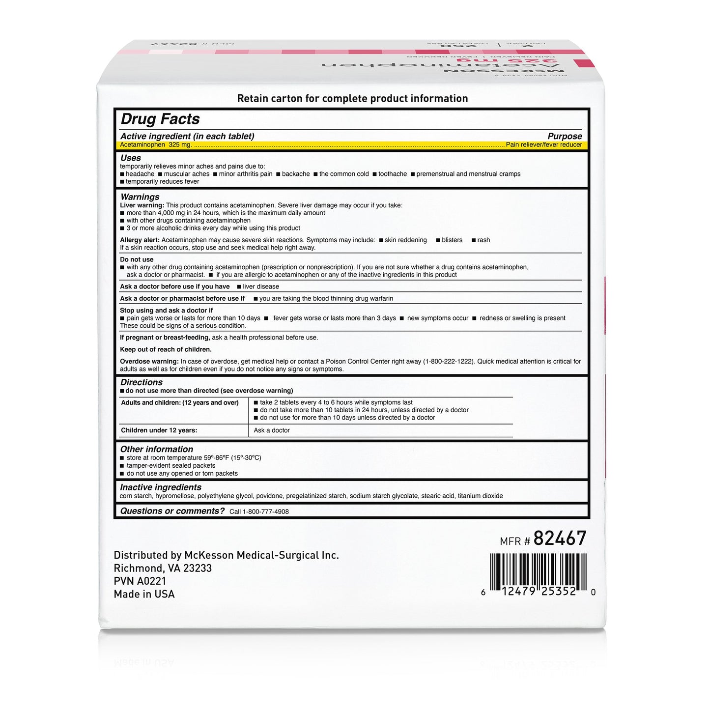 McKesson Acetaminophen Pain Relief 82467