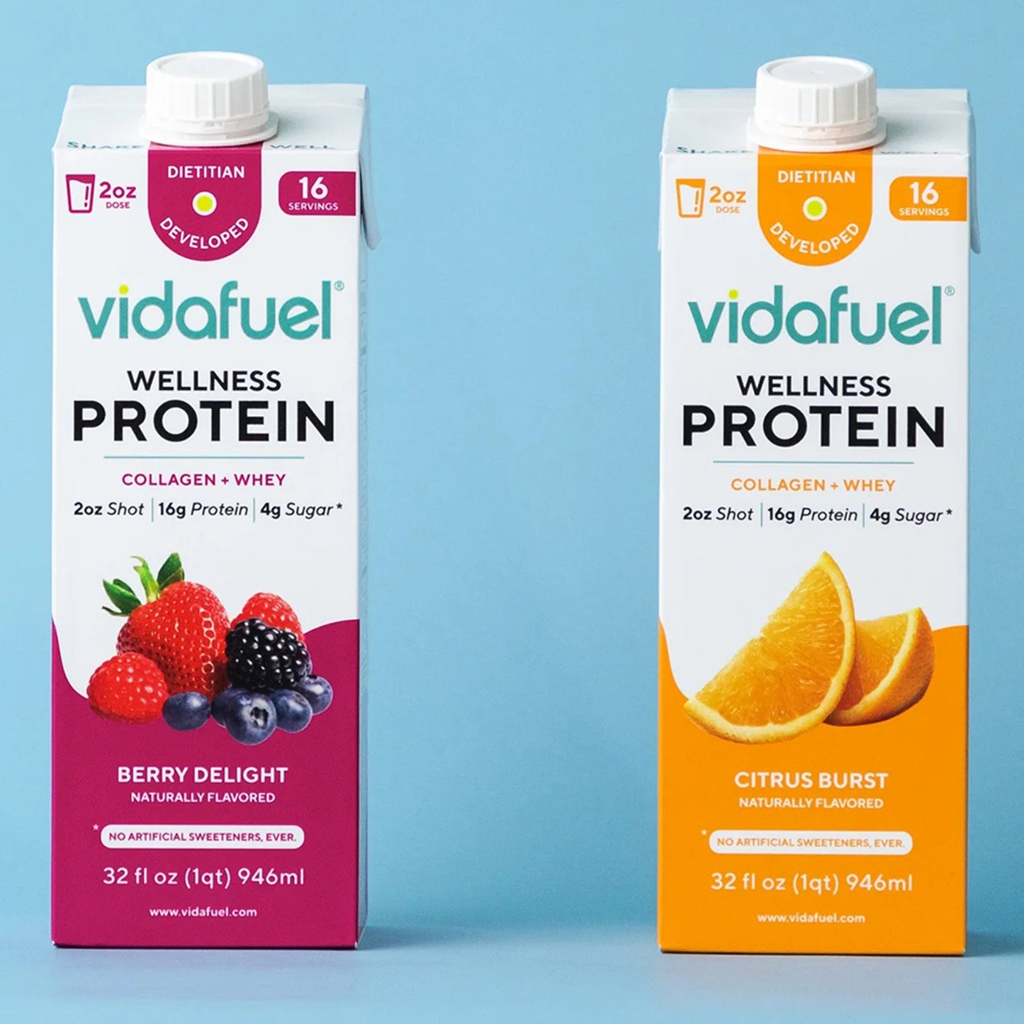 Vidafuel Wellness Protein Drink with Collagen and Whey, Berry Delight Flavor 02-222A