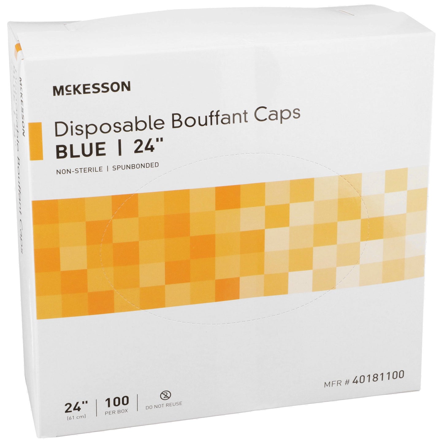 McKesson Disposable Bouffant Surgical Caps, Blue, Elastic Closure, X-Large, 24" 40181100