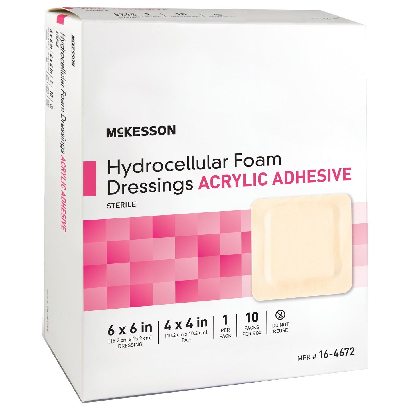 McKesson Acrylic Adhesive with Border Foam Dressing, 6 x 6 Inch 16-4672
