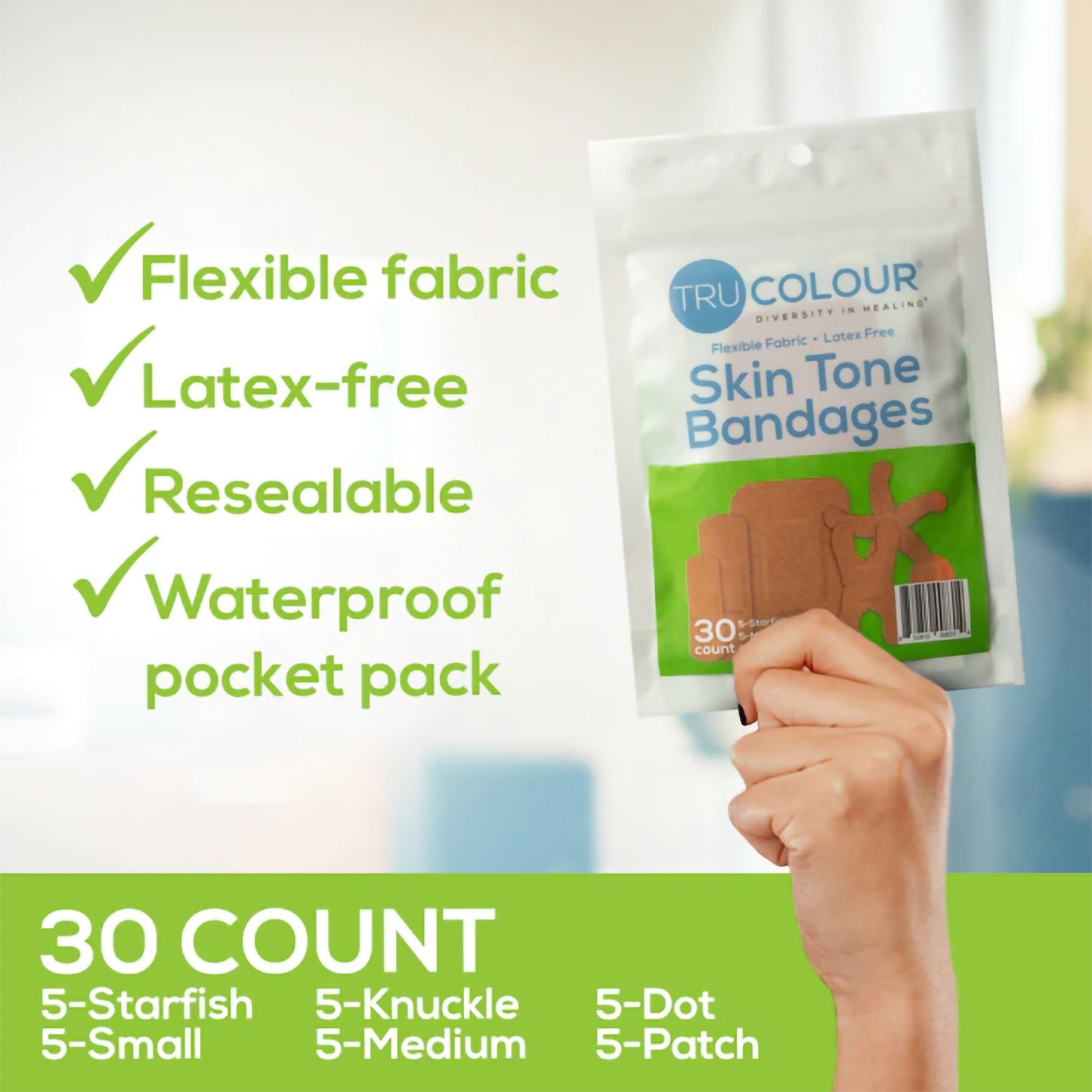 TruColour® Olive Adhesive Strips, Assorted Shapes and Sizes TCB-GASD