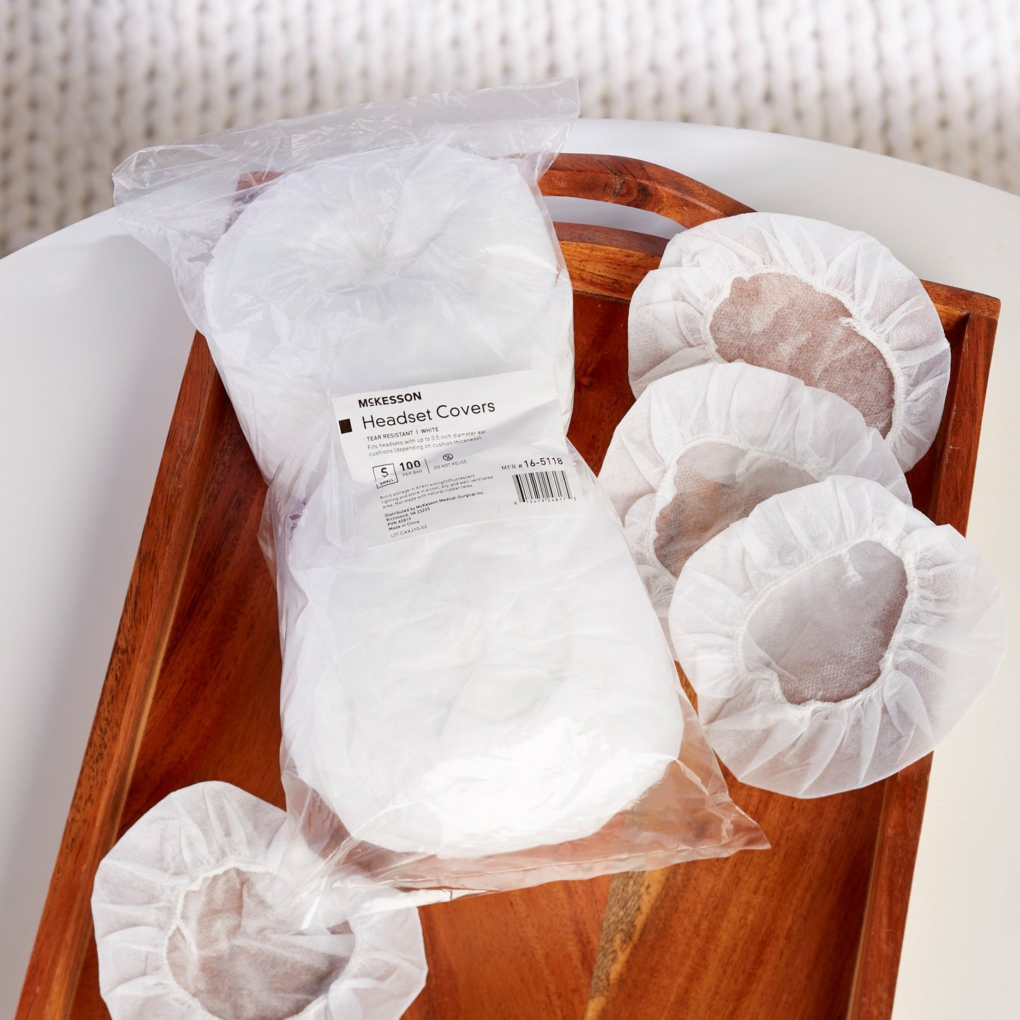 McKesson Sanitary Headset Cover, Small, White 16-5118