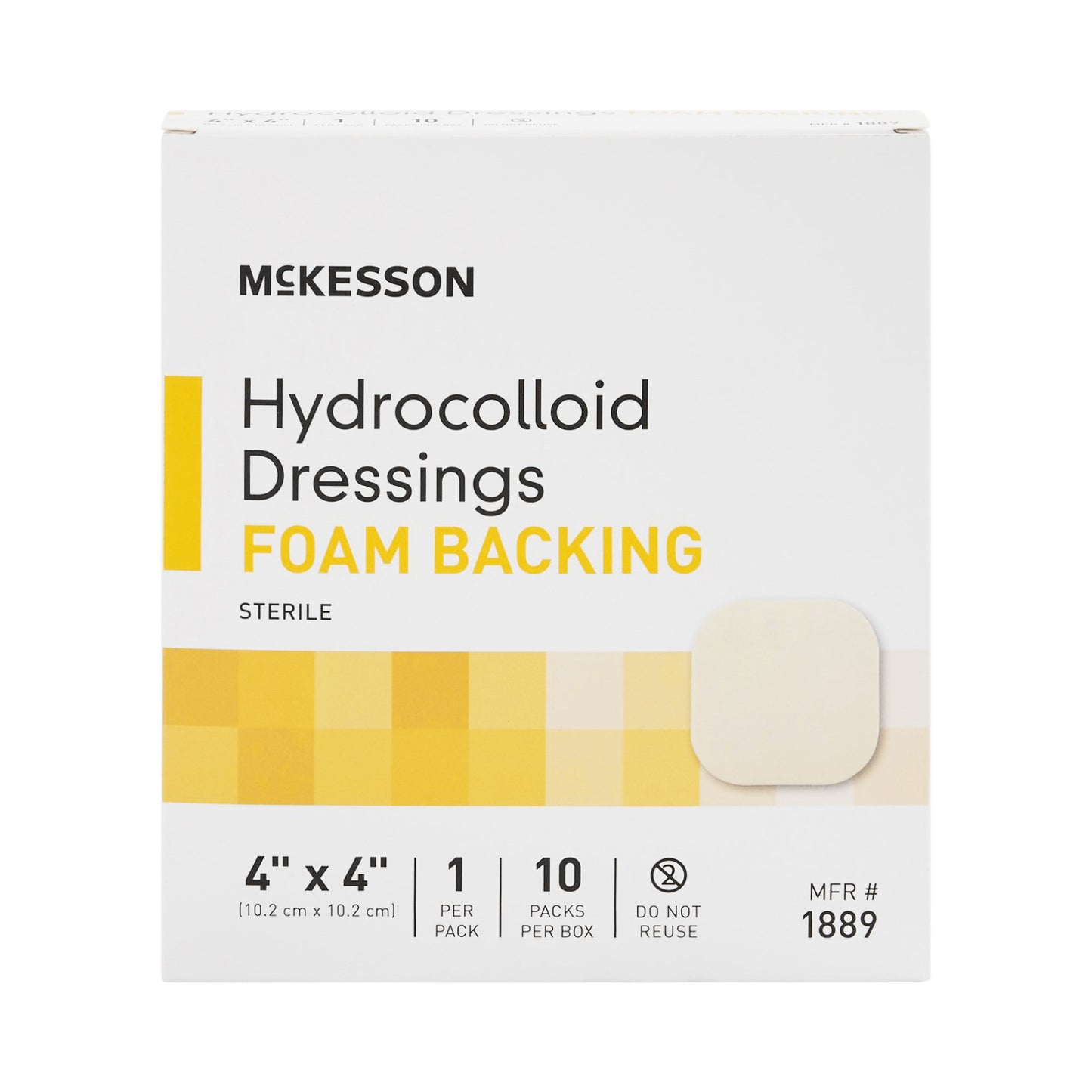 McKesson Hydrocolloid Dressing with Foam Backing, 4 x 4 Inch 1889