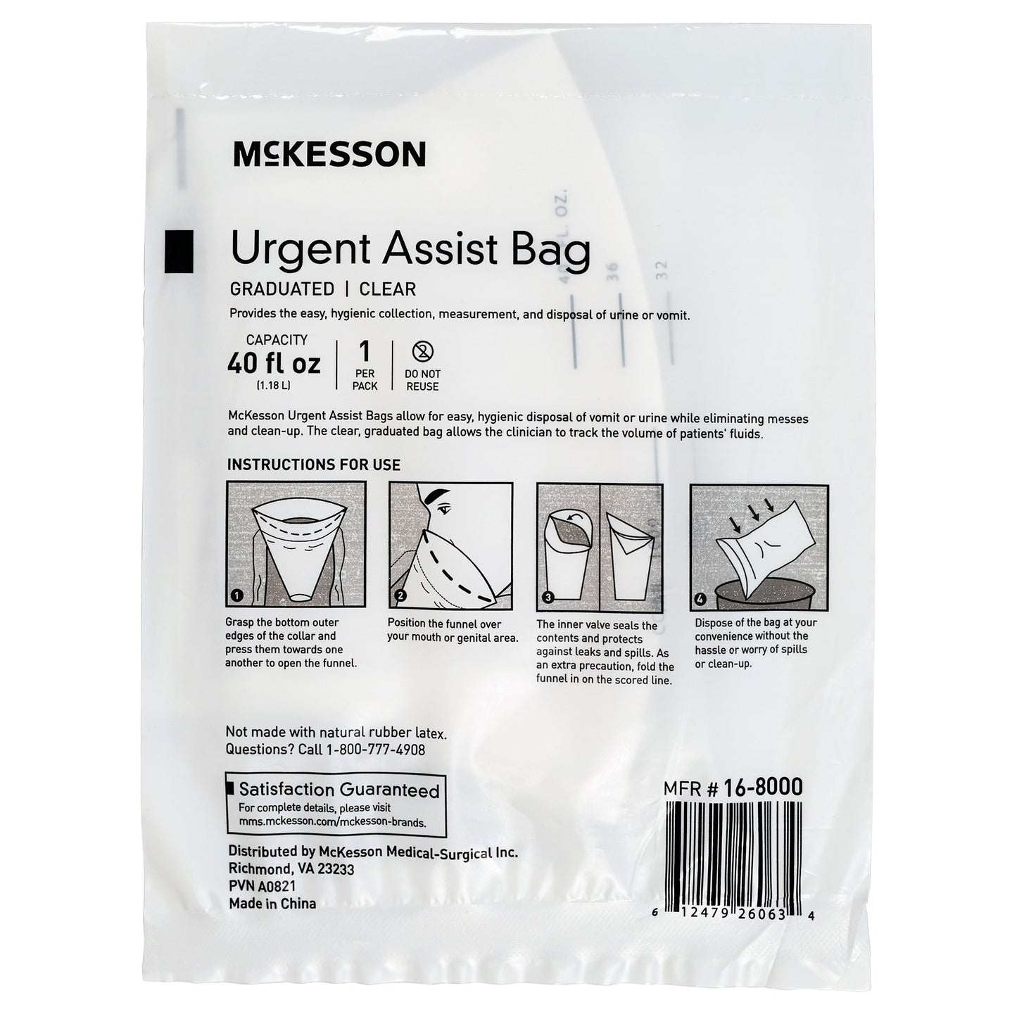 McKesson Urgent Assist/Emesis Bag, Clear 16-8000