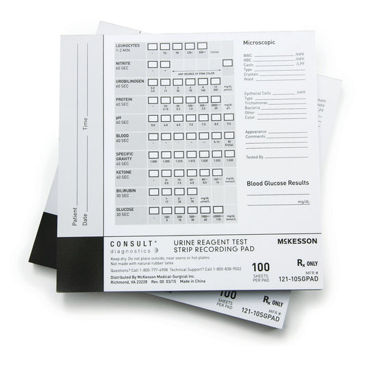 Urine Reagent Test Strip Recording Pad McKesson Consult™ For use with McKesson CONSULT® 10SG Urine Reagent Strips (MFR # 121-10SG) - 121-10SGPAD