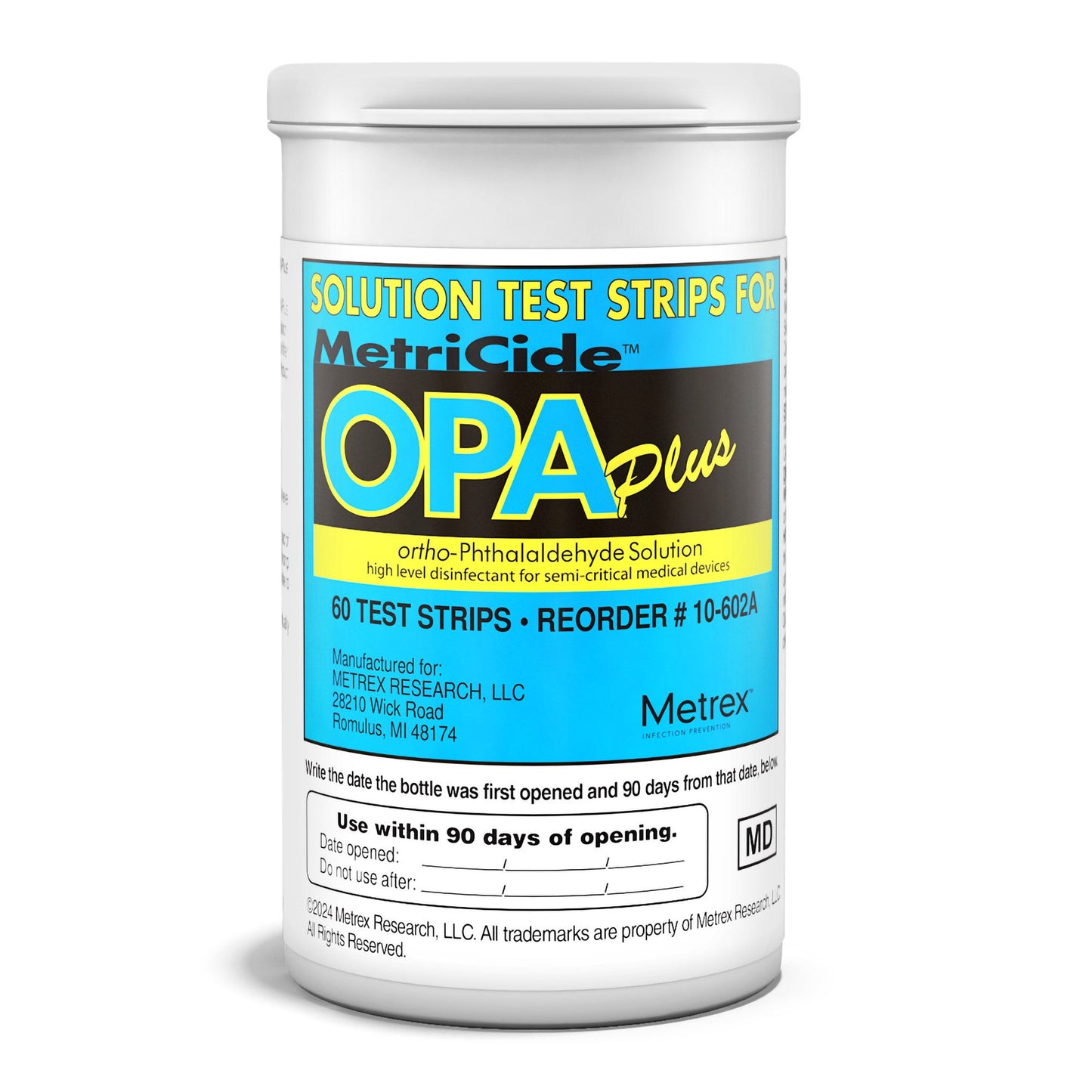 OPA Concentration Indicator MetriCide™ OPA Plus 60 Test Strips Single Use 10-602A