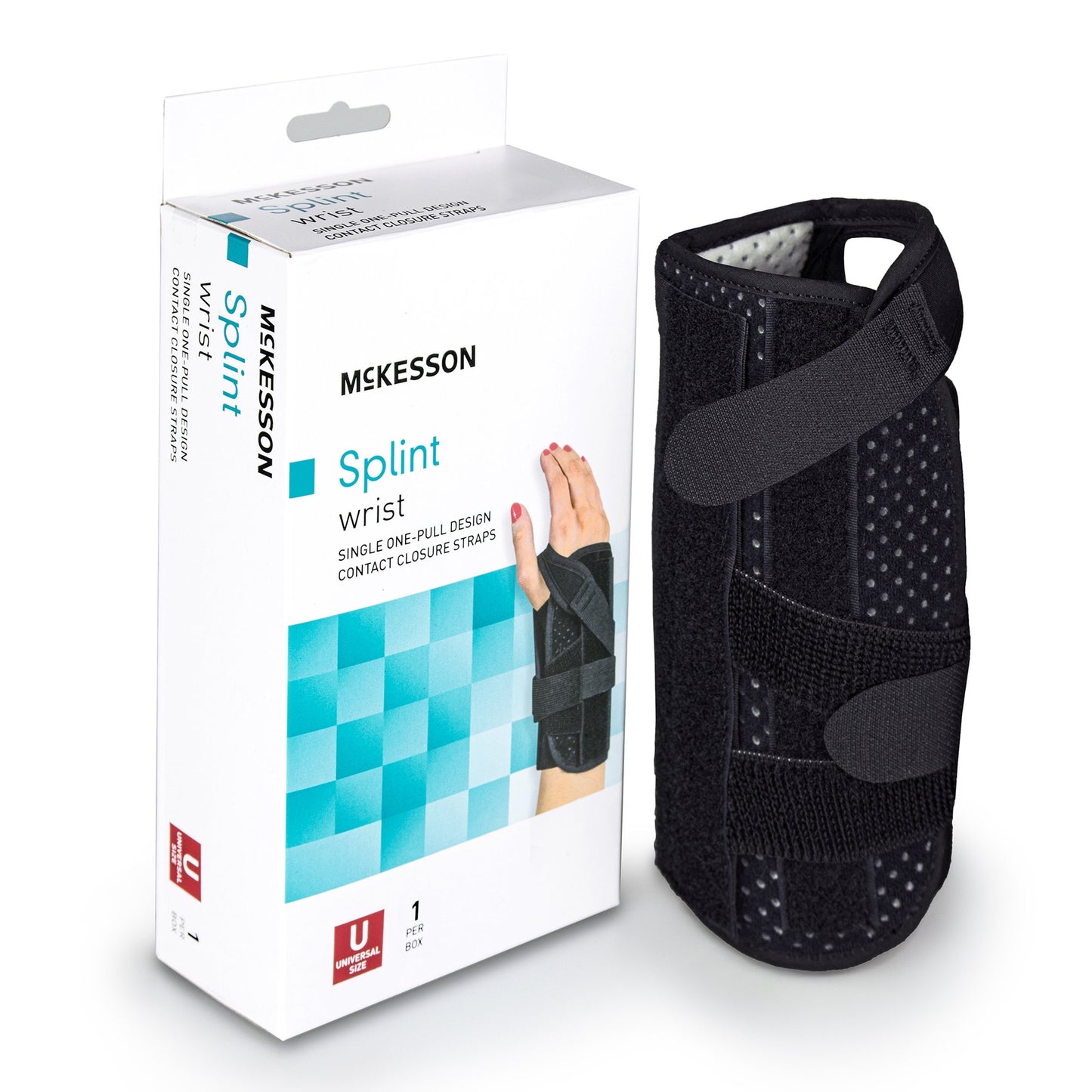 McKesson Left Wrist Splint with Single One-Pull Design, One Size Fits Most 155-81-87470
