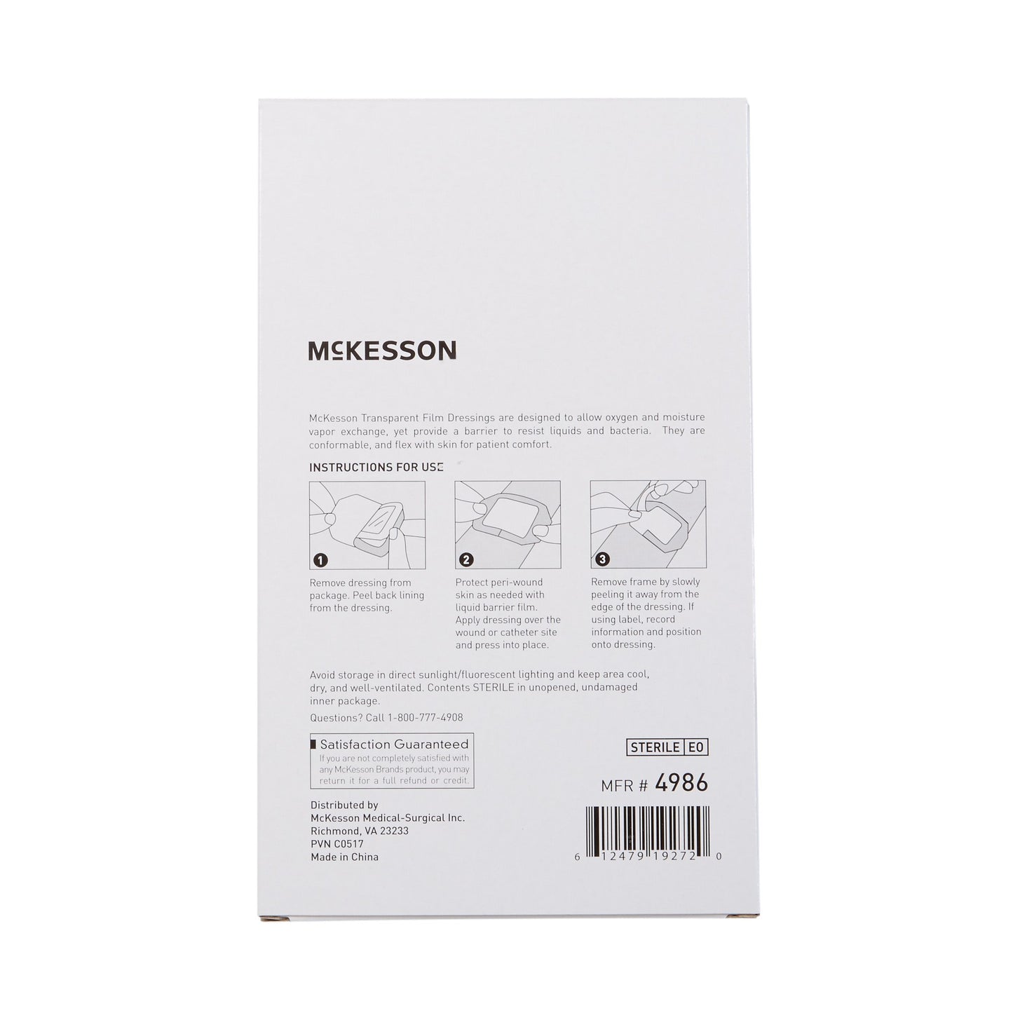 McKesson Octagonal Sterile Dressing with Frame-Style Delivery, 4 x 4-3/4 Inch 4986