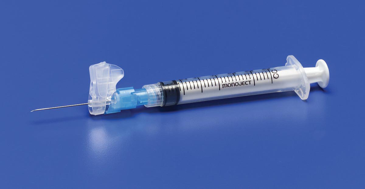 Safety Hypodermic Syringe with Needle Magellan™ 3 mL 1-1/2 Inch 21 Gauge Sliding Safety Needle Regular Wall - 8881833115