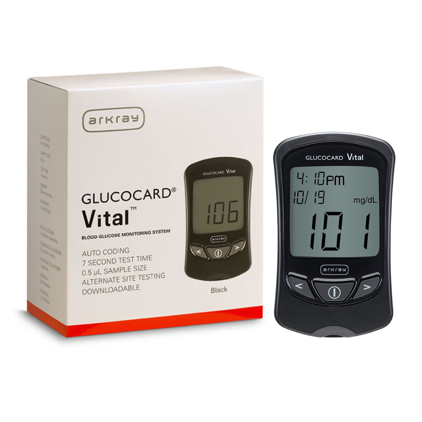 Blood Glucose Meter Glucocard® Vital™ 7 Second Results Stores up to 250 Results No Coding Required - 760001