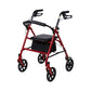 McKesson Folding Steel Four-Wheel Rollator, 12-Inch Seat Width, Red 146-10257RD-1